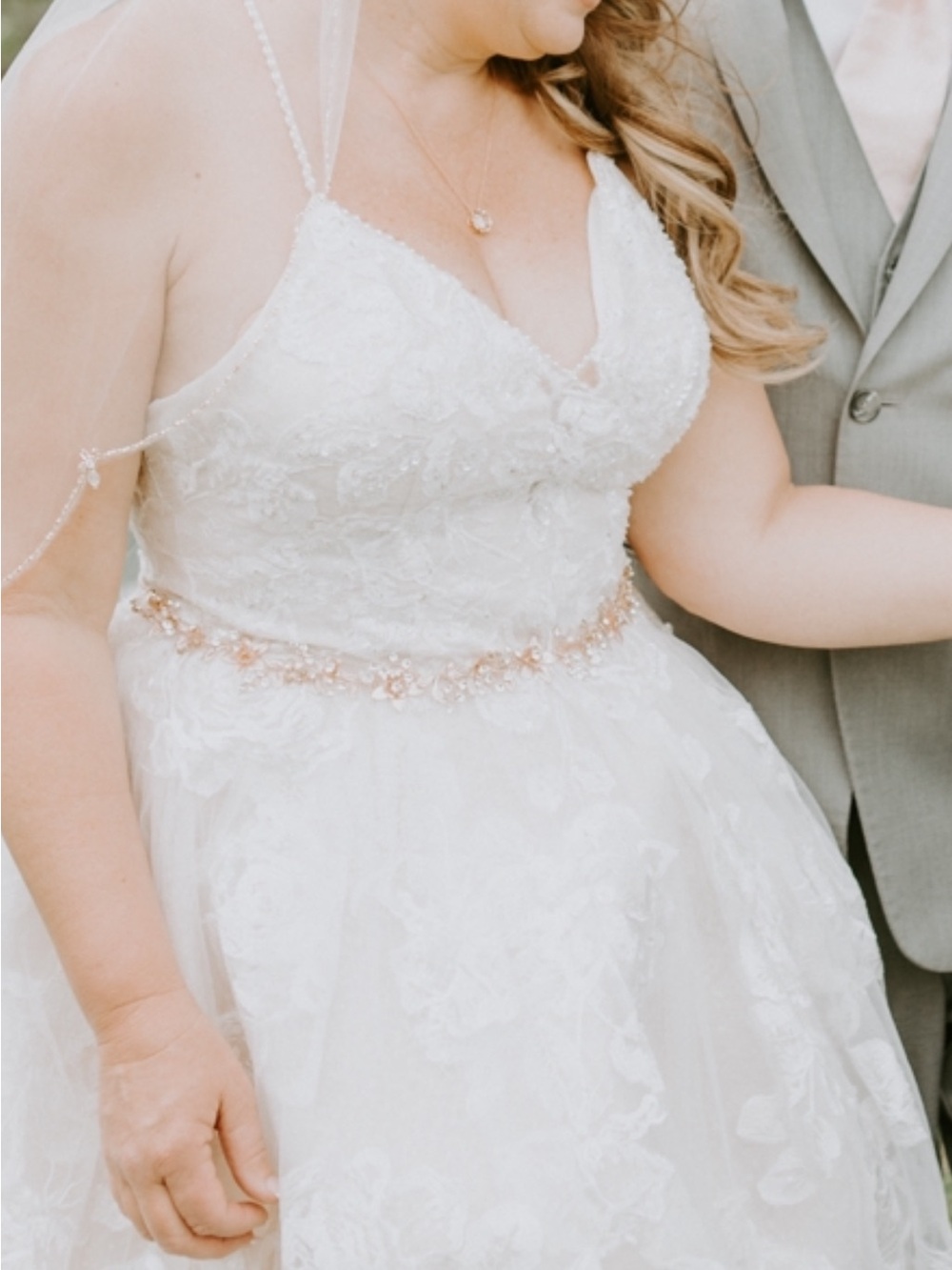 Rose Gold Bridal Belt Wedding Belt Floral with Rhinestones